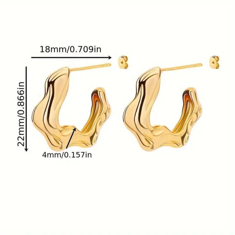 ✨✨Contemporary Gold-Toned Fluid Shape Earrings✨✨💕 - Picture 5 of 7
